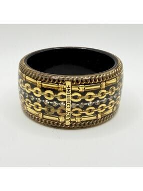 Juicy Couture Lucite Bangle – Black & Gold Chain Design